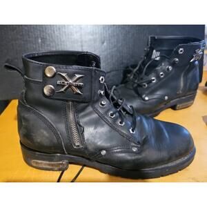 Xelement 1505 Men's 10.5 'Sprocket' Black Leather Lace-Up Motorcycle Boots